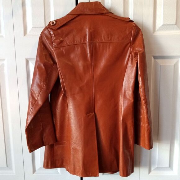 Etienne Aigner Size 10 Vintage Leather Jacket Coat Women's Camel Brown - Picture 2 of 14